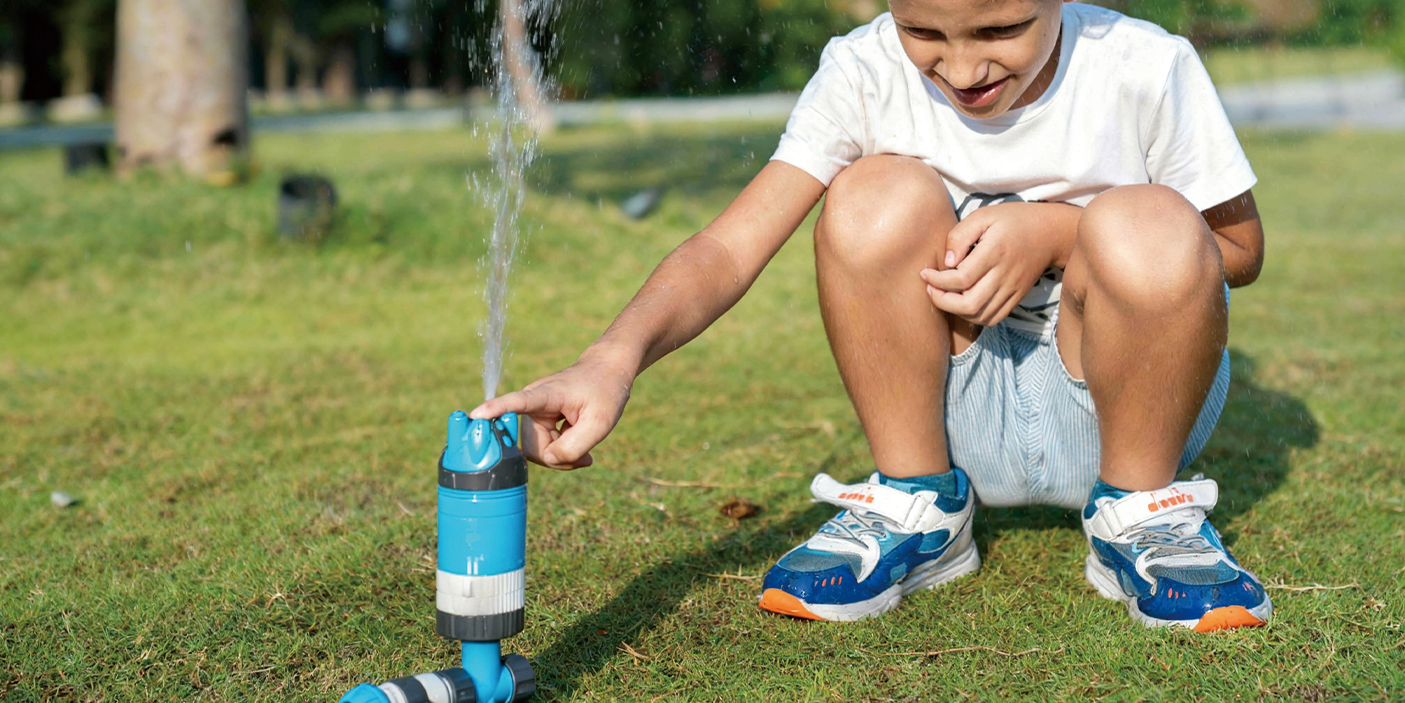 Kids play with Sprinkler