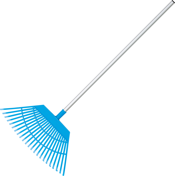 Lightweight plastic garden rake for leaf collection