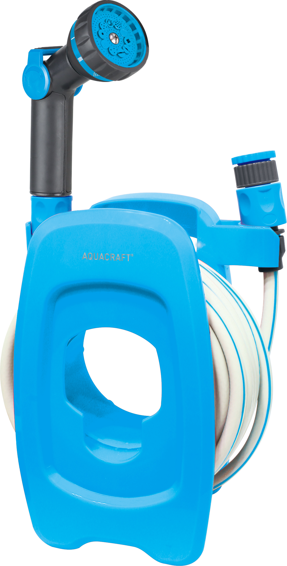 Fully pre-assembled 10m garden hose reel for small gardens