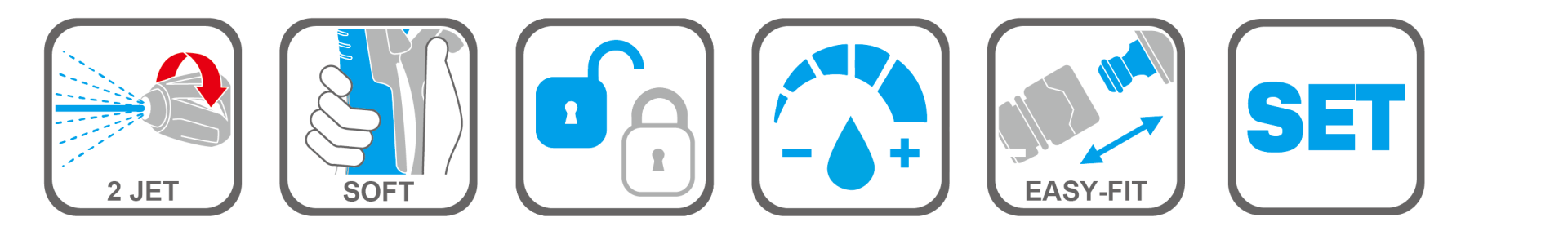 Ergonomic hose spray nozzle kit with tap adaptor and waterstop connector