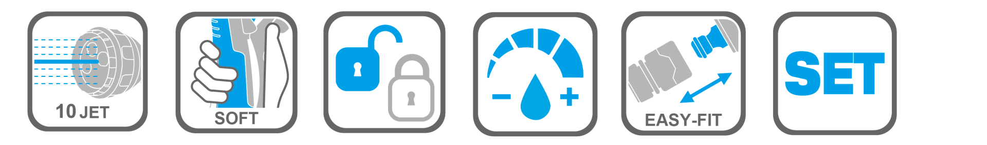 10-pattern garden hose spray gun with ergonomic handle and rubber grip