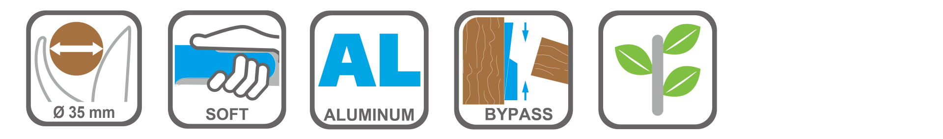 Lightweight aluminum pruning shears with ergonomic grips