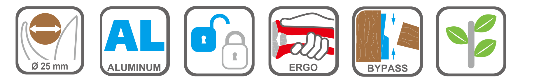 Professional pruner with SK5 blade and safety lock