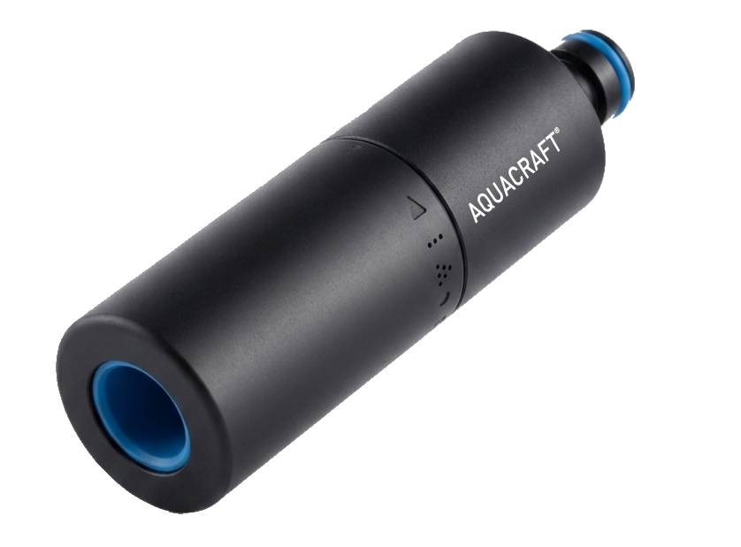 Adjustable garden hose nozzle from soft spray to hard jet and mist