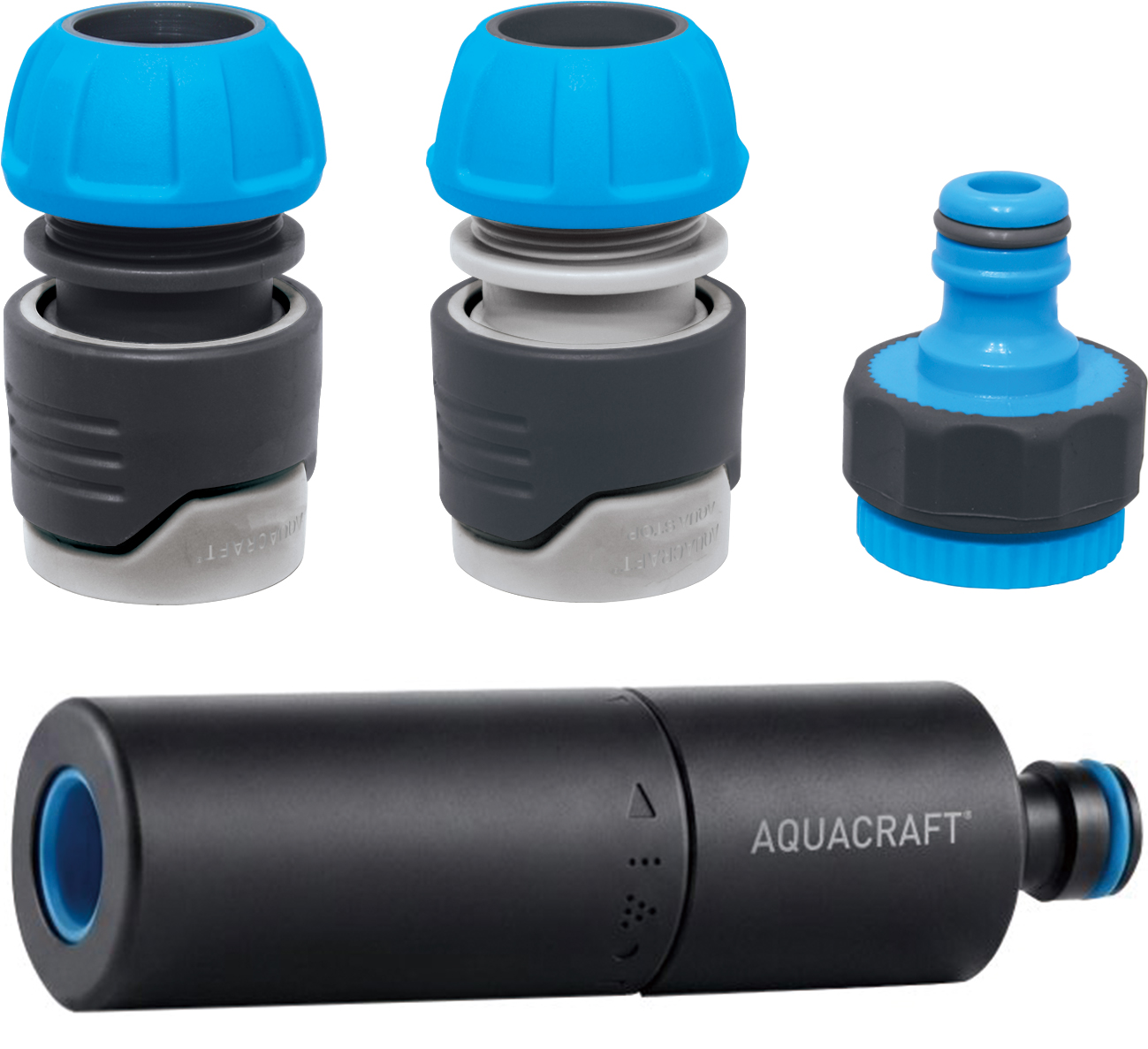 4-piece garden spray nozzle set with adjustable mist to hard jet